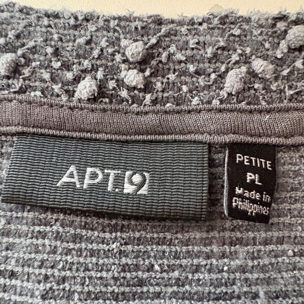 Apt. 9 Womens PL Sweater Charcoal Gray Sequin V-Neck Textured Long Sleeve Tunic - Picture 4 of 8